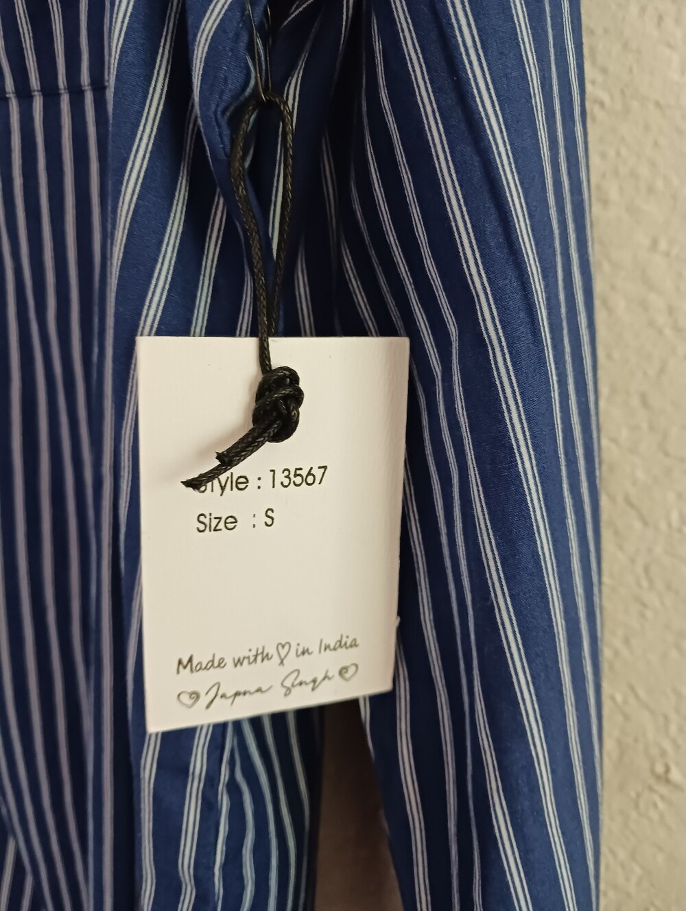 Japna Navy Stripe Button Down Shirt - Picture 4 of 4